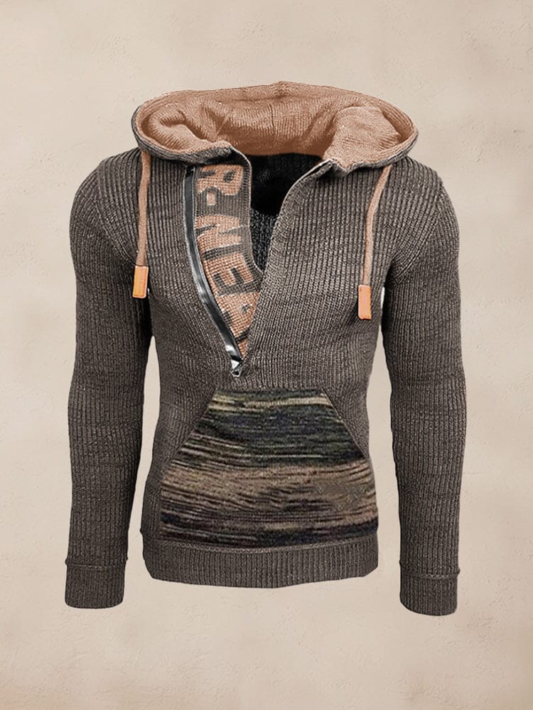 Stylish Splicing Strick Pullover Hoodie