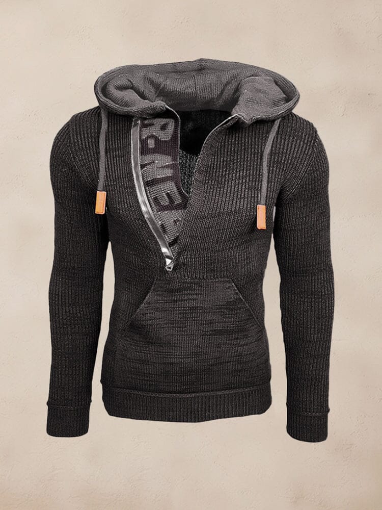 Stylish Splicing Strick Pullover Hoodie