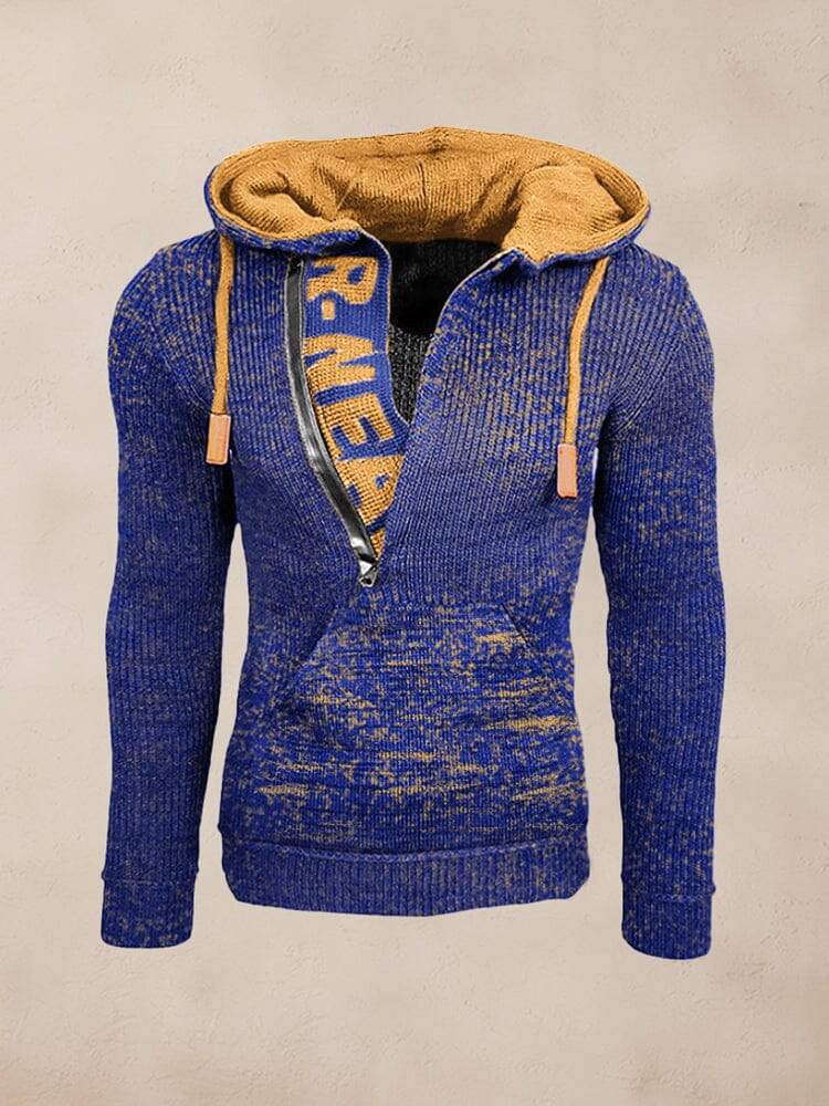 Stylish Splicing Strick Pullover Hoodie