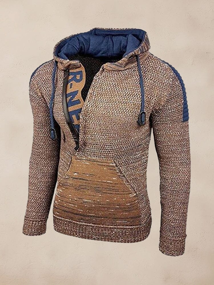 Stylish Splicing Strick Pullover Hoodie