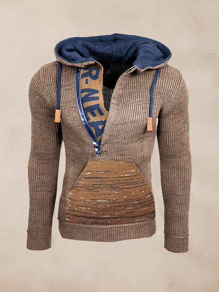 Stylish Splicing Strick Pullover Hoodie