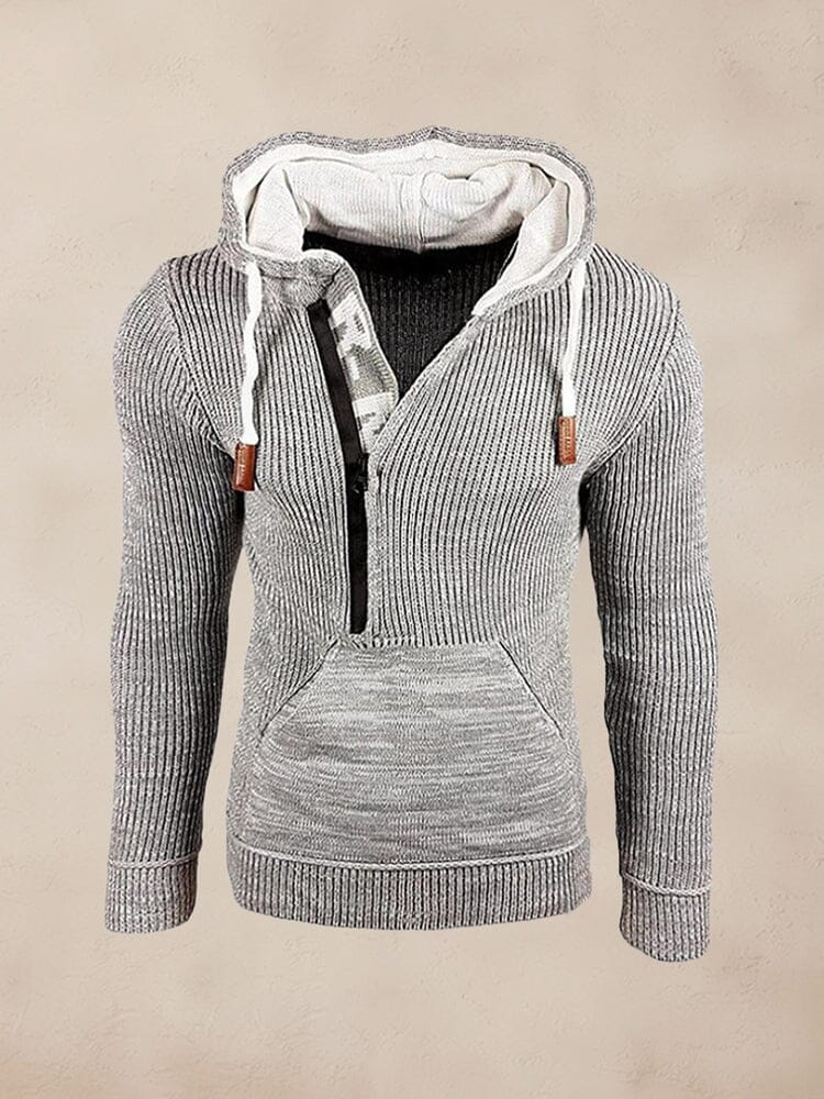 Stylish Splicing Strick Pullover Hoodie