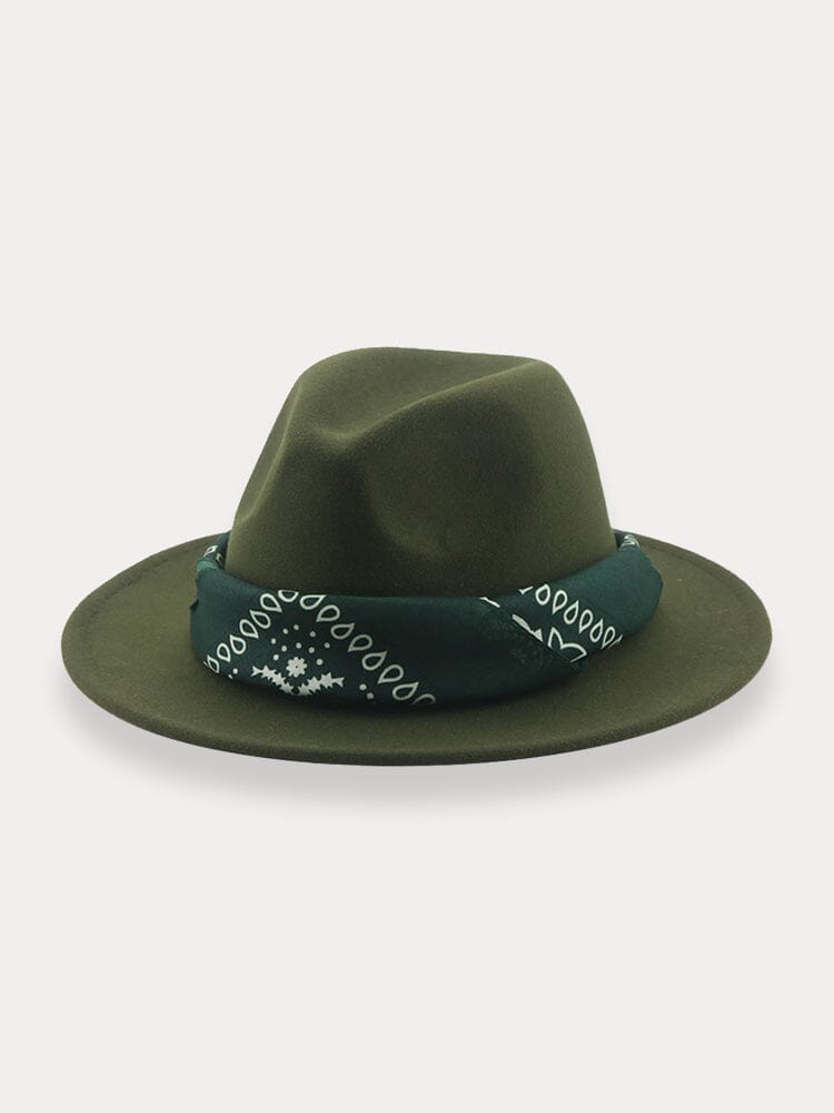 Flach Krempe Fedora Hut with Kirchief