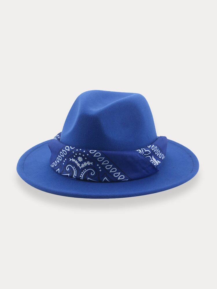 Flach Krempe Fedora Hut with Kirchief