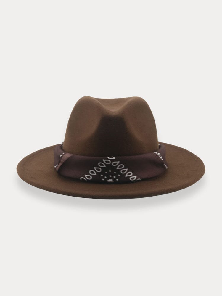 Flach Krempe Fedora Hut with Kirchief