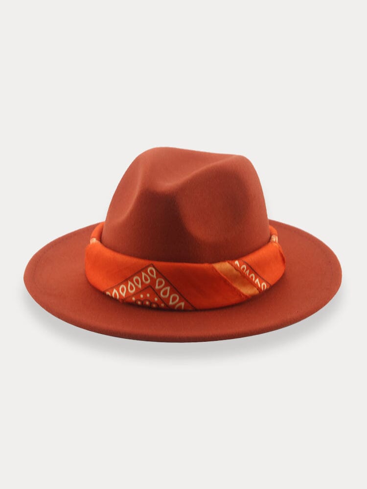 Flach Krempe Fedora Hut with Kirchief