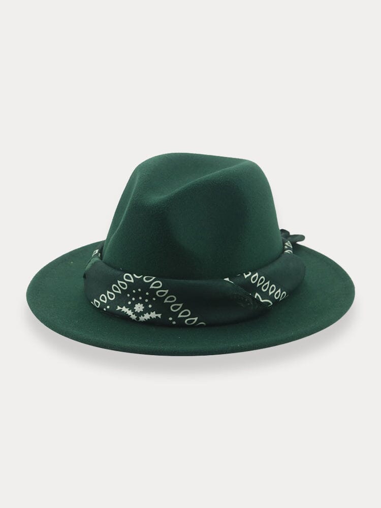 Flach Krempe Fedora Hut with Kirchief