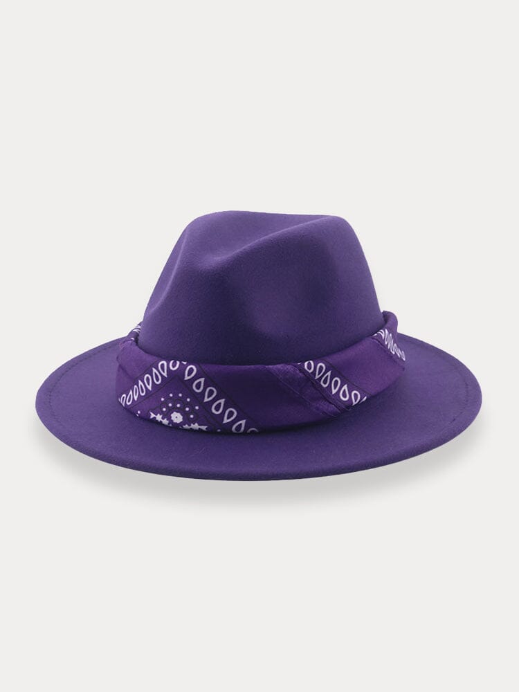 Flach Krempe Fedora Hut with Kirchief