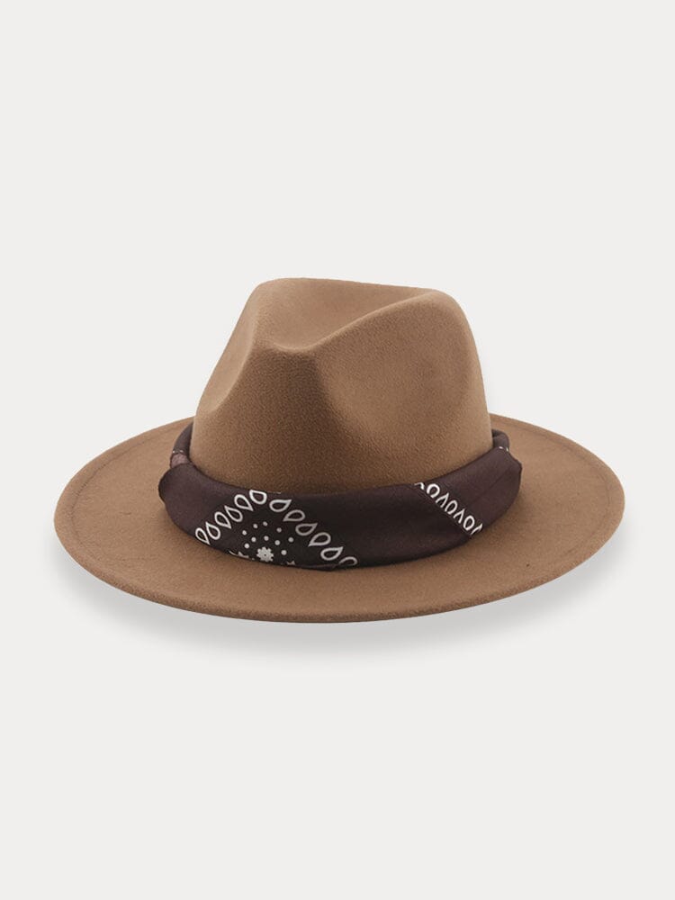 Flach Krempe Fedora Hut with Kirchief