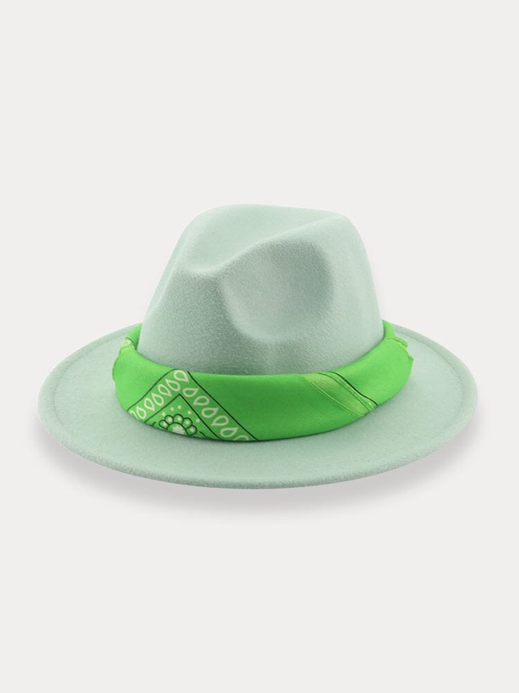 Flach Krempe Fedora Hut with Kirchief