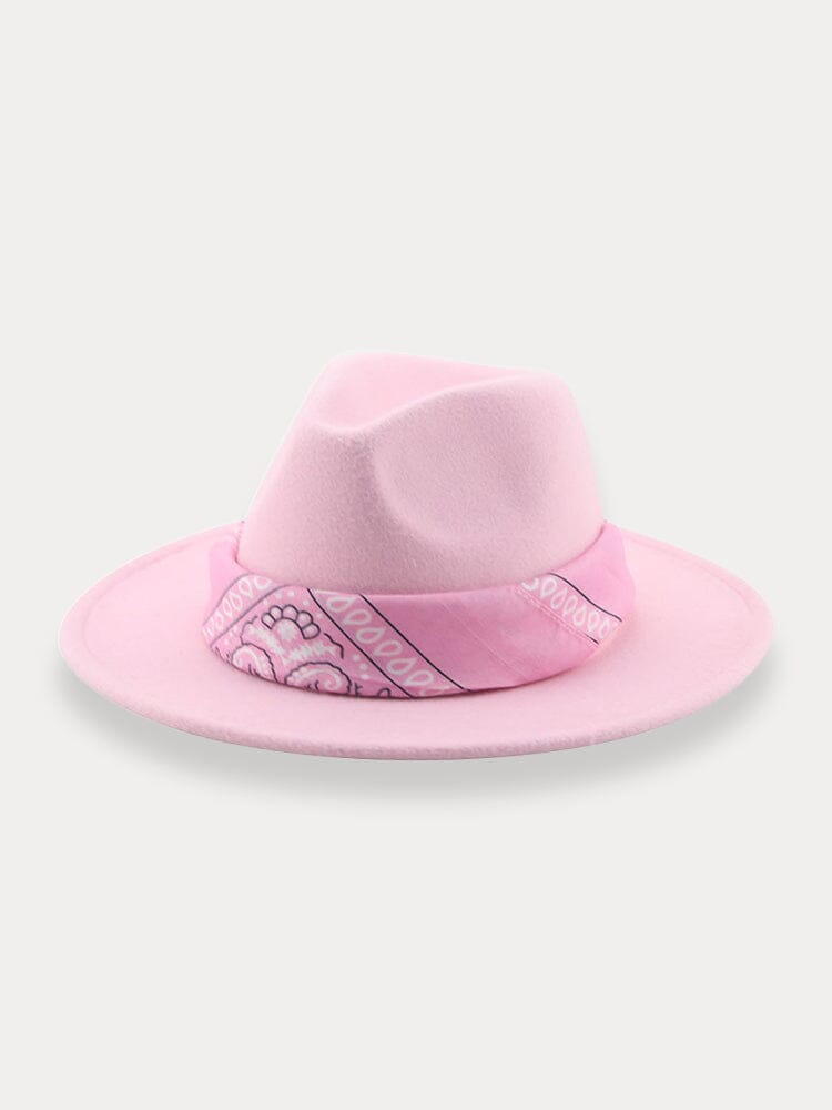 Flach Krempe Fedora Hut with Kirchief