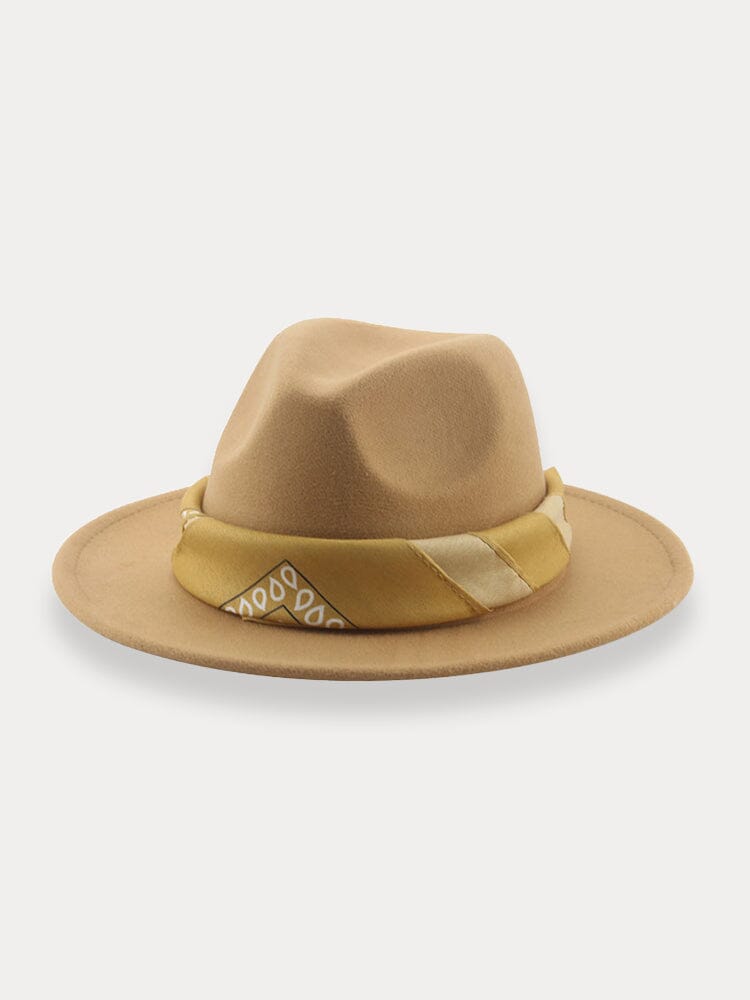 Flach Krempe Fedora Hut with Kirchief