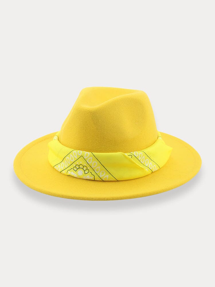 Flach Krempe Fedora Hut with Kirchief