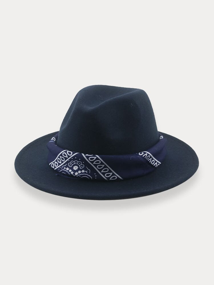 Flach Krempe Fedora Hut with Kirchief