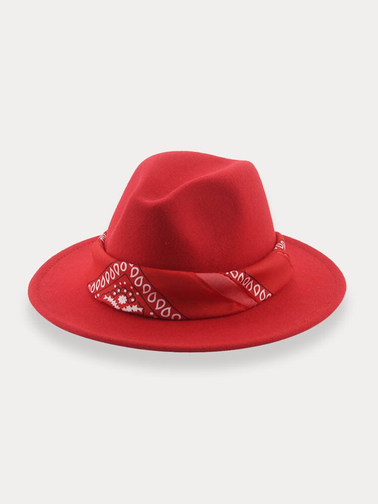 Flach Krempe Fedora Hut with Kirchief