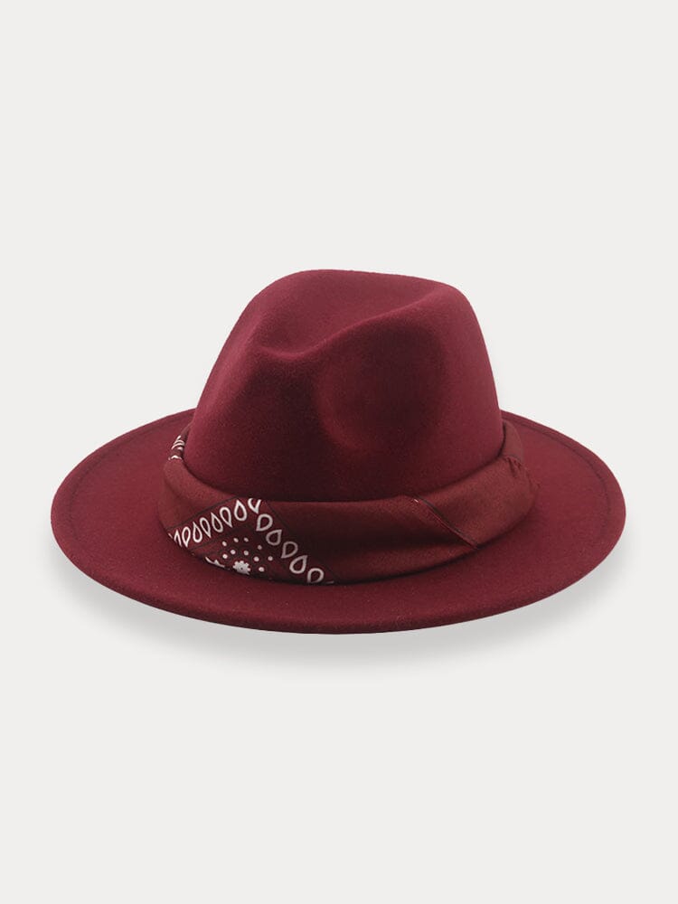 Flach Krempe Fedora Hut with Kirchief