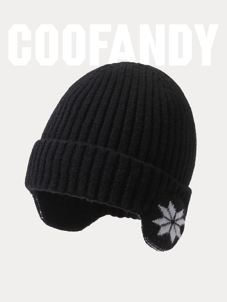 Warm Earflaps Strick Cuffed Beanie