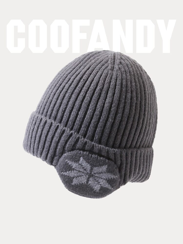 Warm Earflaps Strick Cuffed Beanie