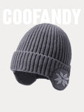 Warm Earflaps Strick Cuffed Beanie