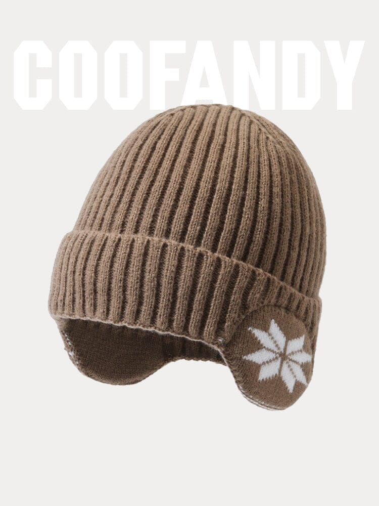 Warm Earflaps Strick Cuffed Beanie