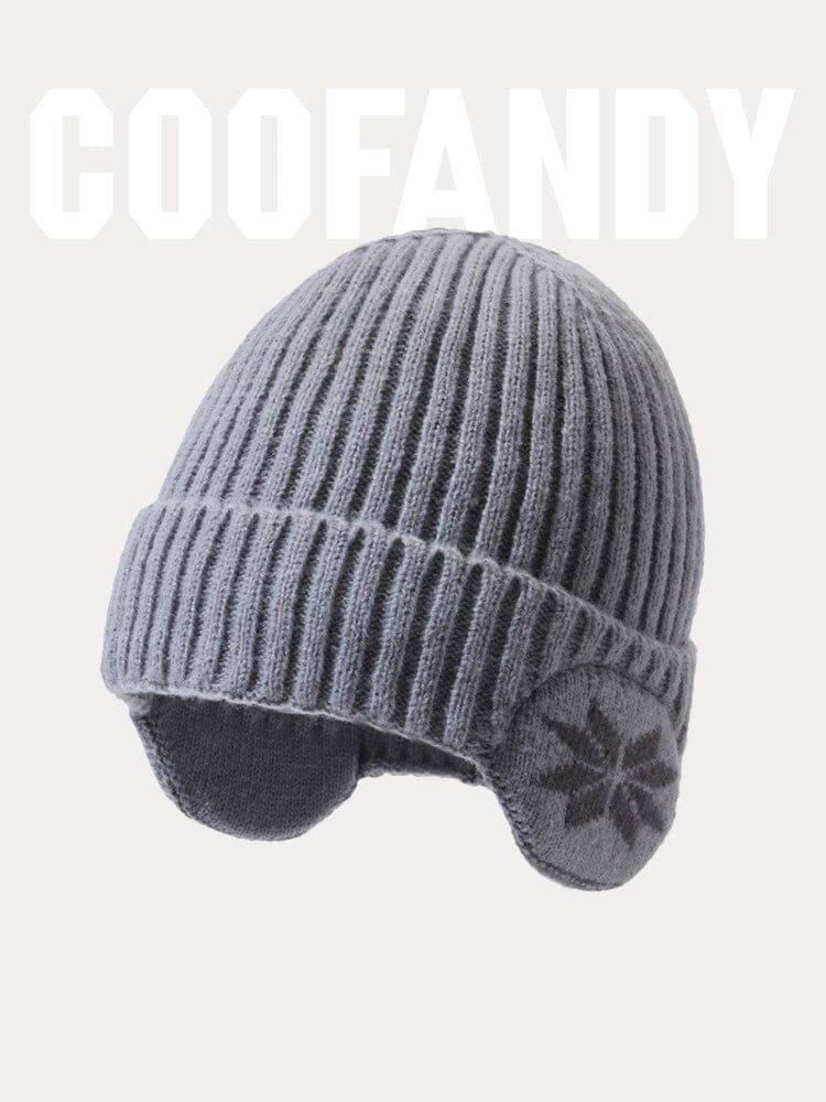 Warm Earflaps Strick Cuffed Beanie