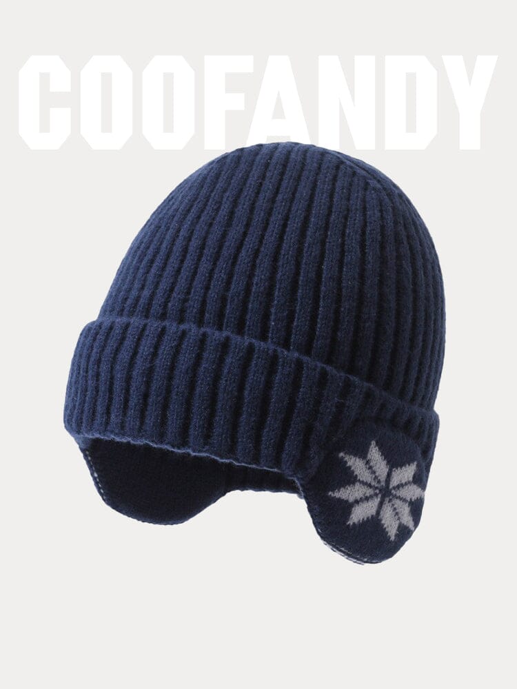 Warm Earflaps Strick Cuffed Beanie