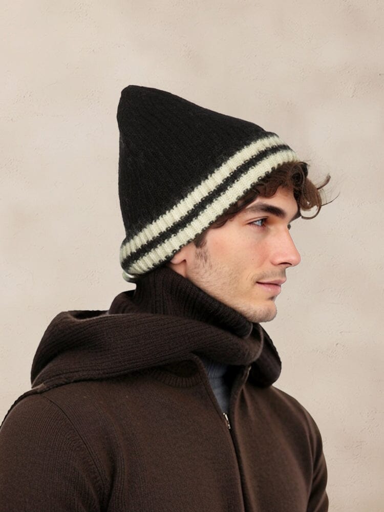 Warm Aesthetic Gestreift Strick Beanie