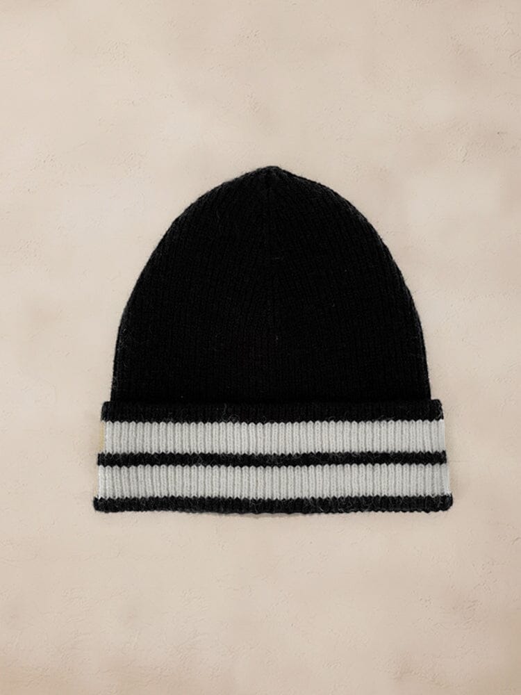 Warm Aesthetic Gestreift Strick Beanie