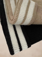 Warm Aesthetic Gestreift Strick Beanie