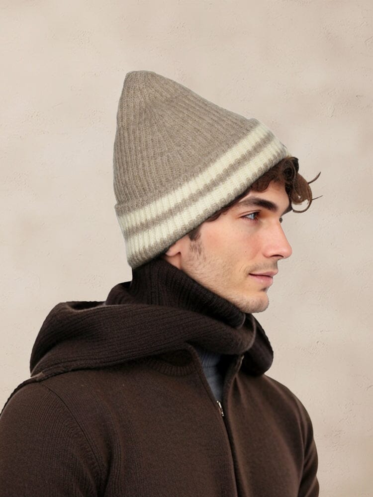 Warm Aesthetic Gestreift Strick Beanie