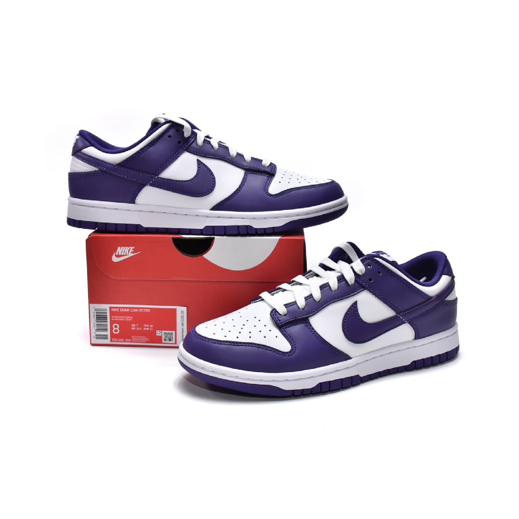 Nike Dunk Low Violett Court und Weiß Schuhe Herren