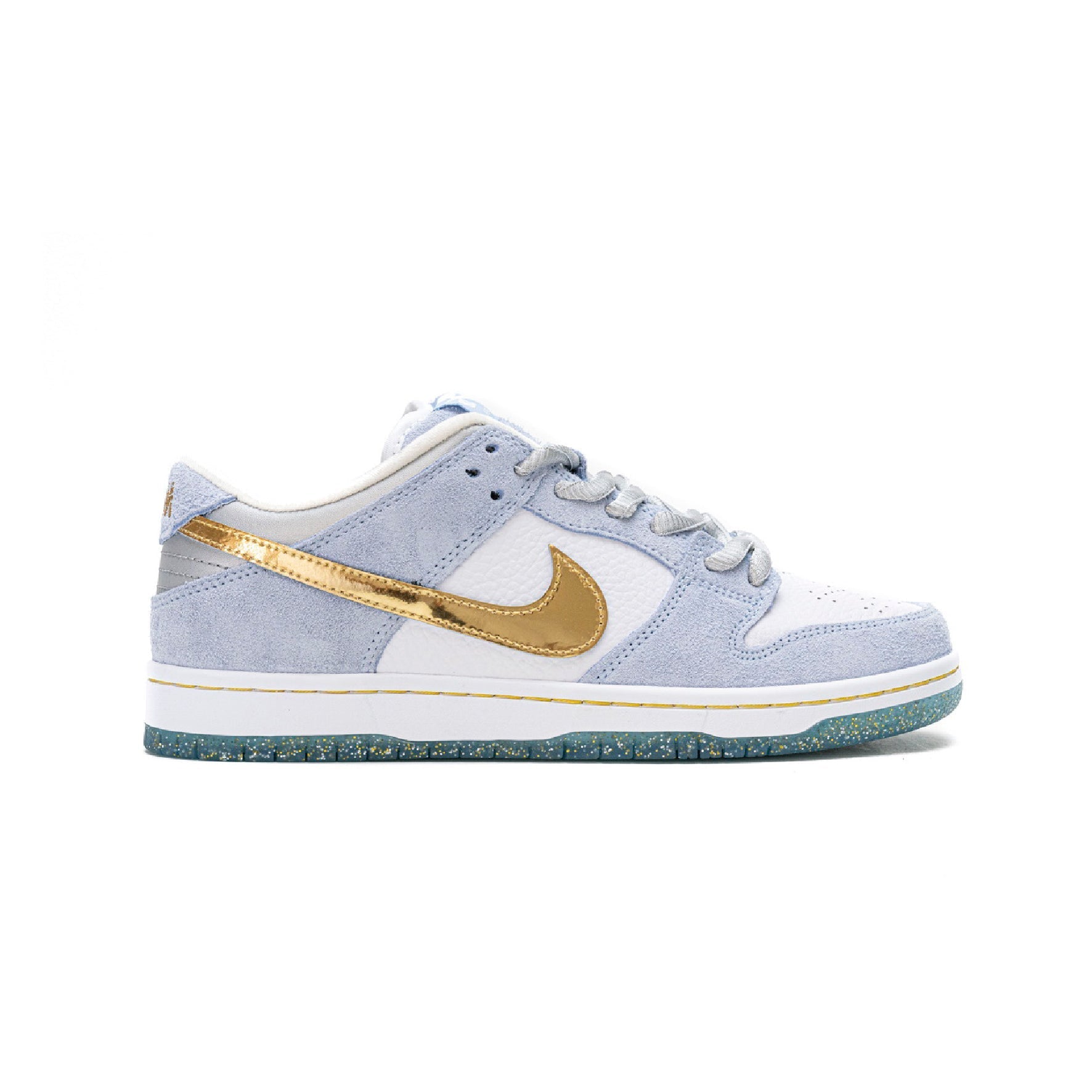 Nike Dunk Low SB Weiß und Hellblau mit Details Gold Sean Cliver Herren