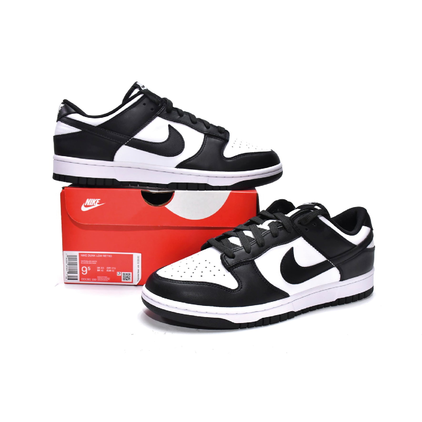 Nike Dunk Low Retro Weiß und Schwarz Panda Schuhe Herren