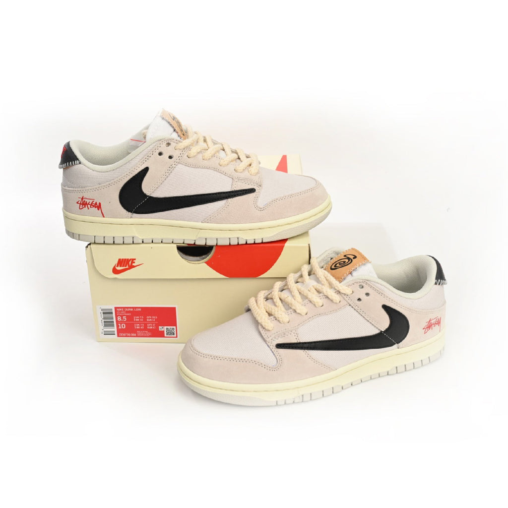 Nike Dunk Low SB Weiß und Schwarz Stussy Limited Edition Herren