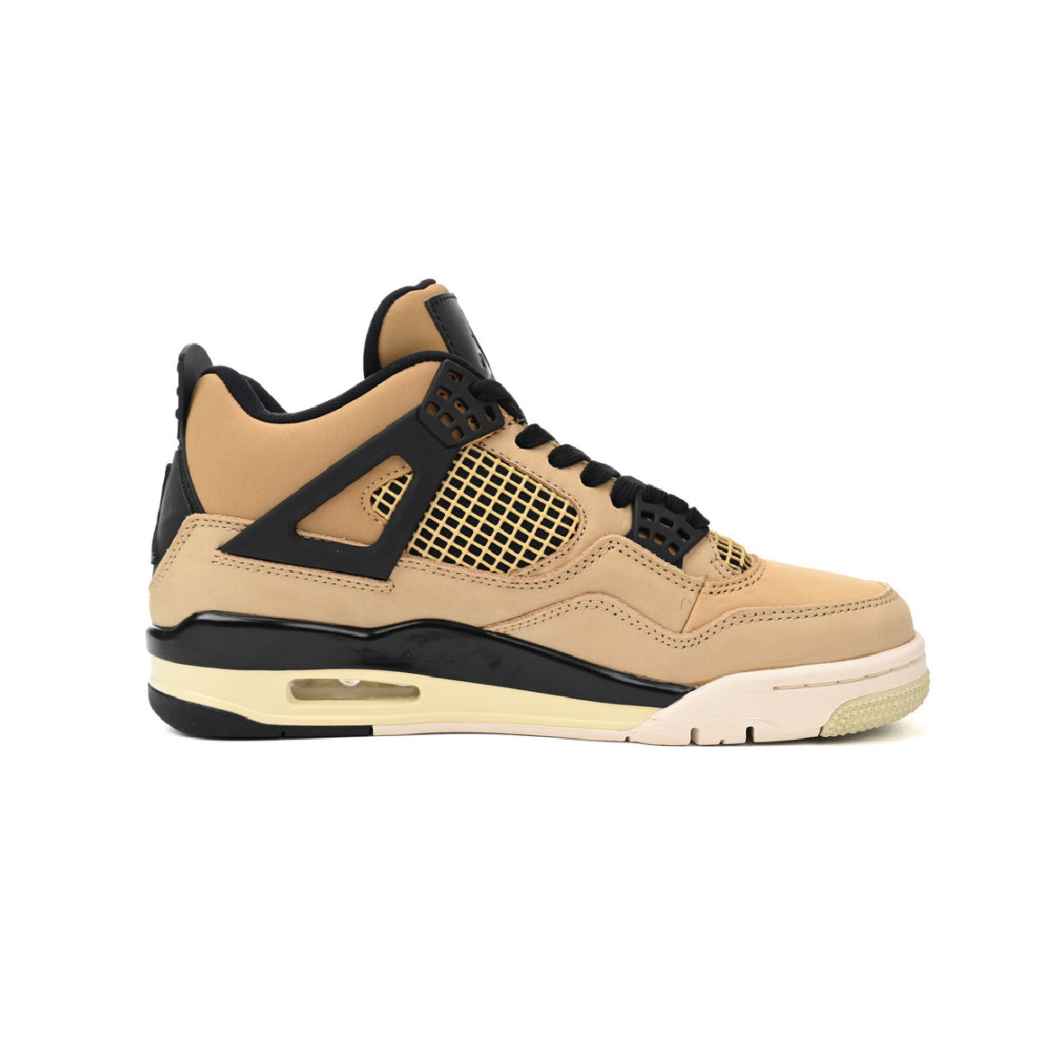 Nike Air Jordan 4 Retro Fossil Beige Schwarz Gelb Herren