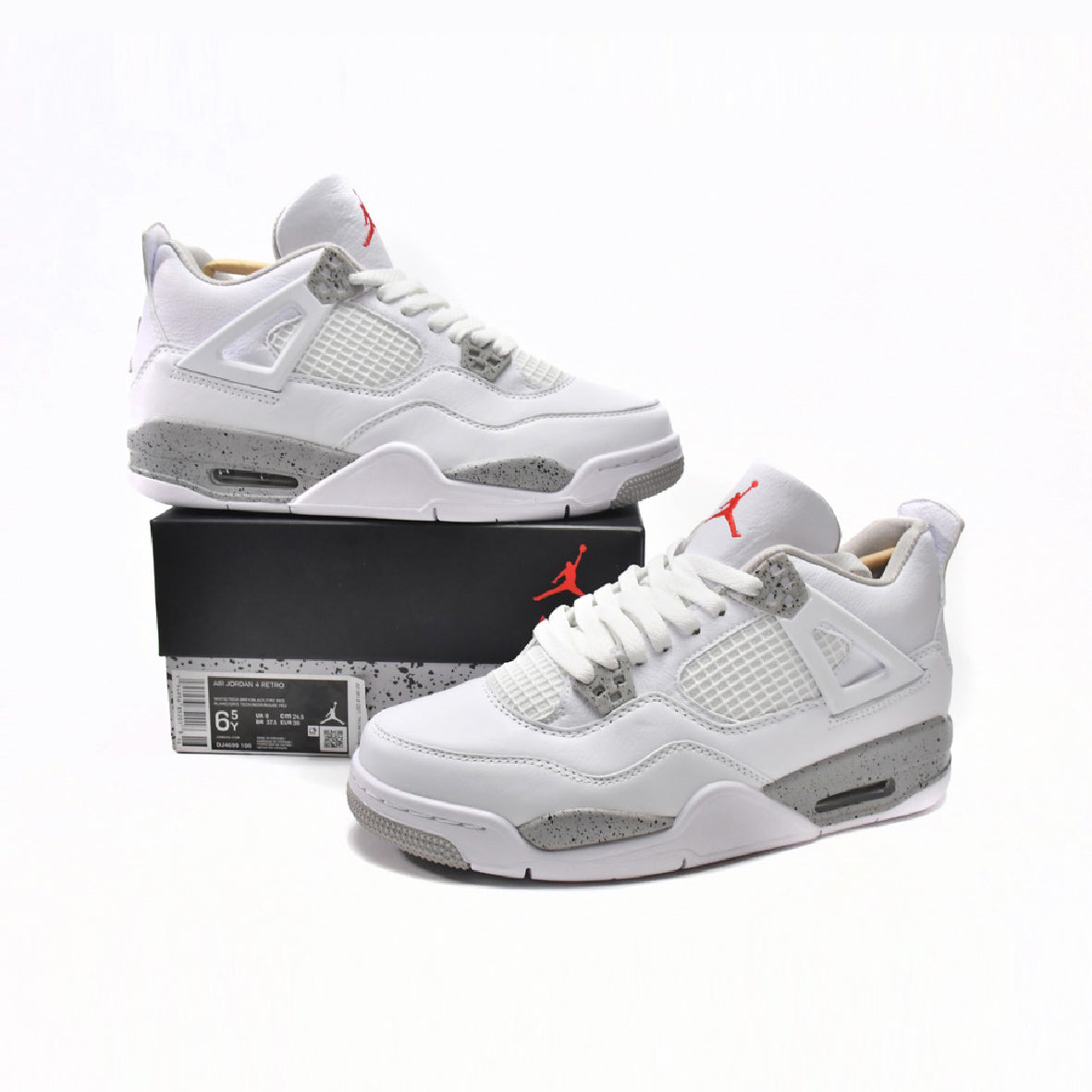 Nike Air Jordan 4 Retro Weiß Oreo Weiß Grau Herren