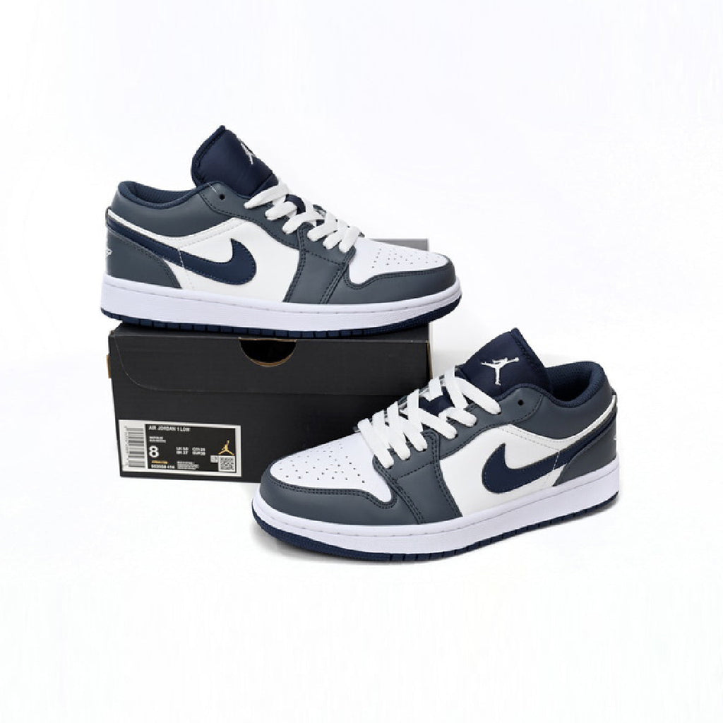 Nike Air Jordan 1 Low Weiß Grau Blau Leder Premium