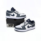 Nike Air Jordan 1 Low Weiß Grau Blau Leder Premium