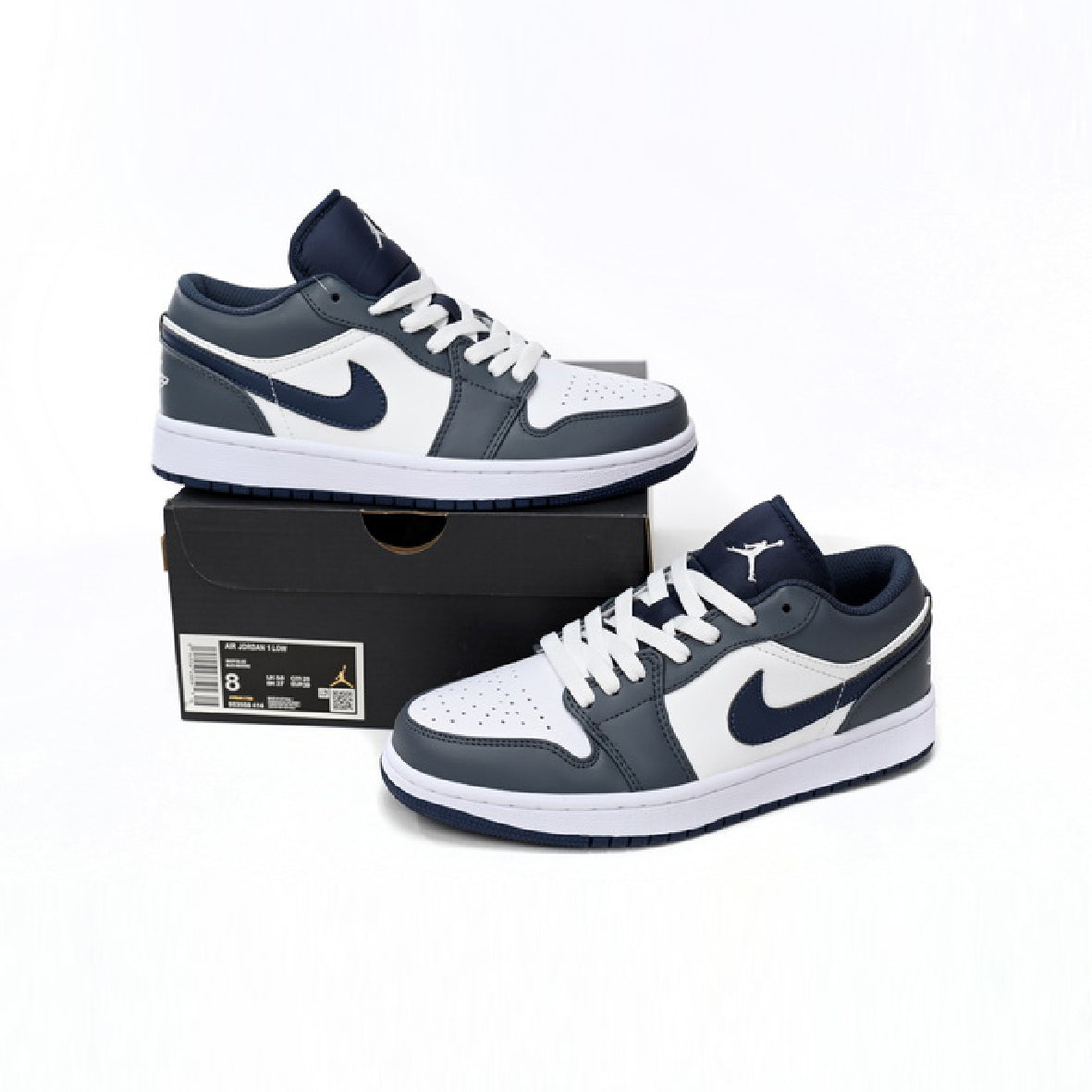 Nike Air Jordan 1 Low Weiß Grau Blau Leder Premium
