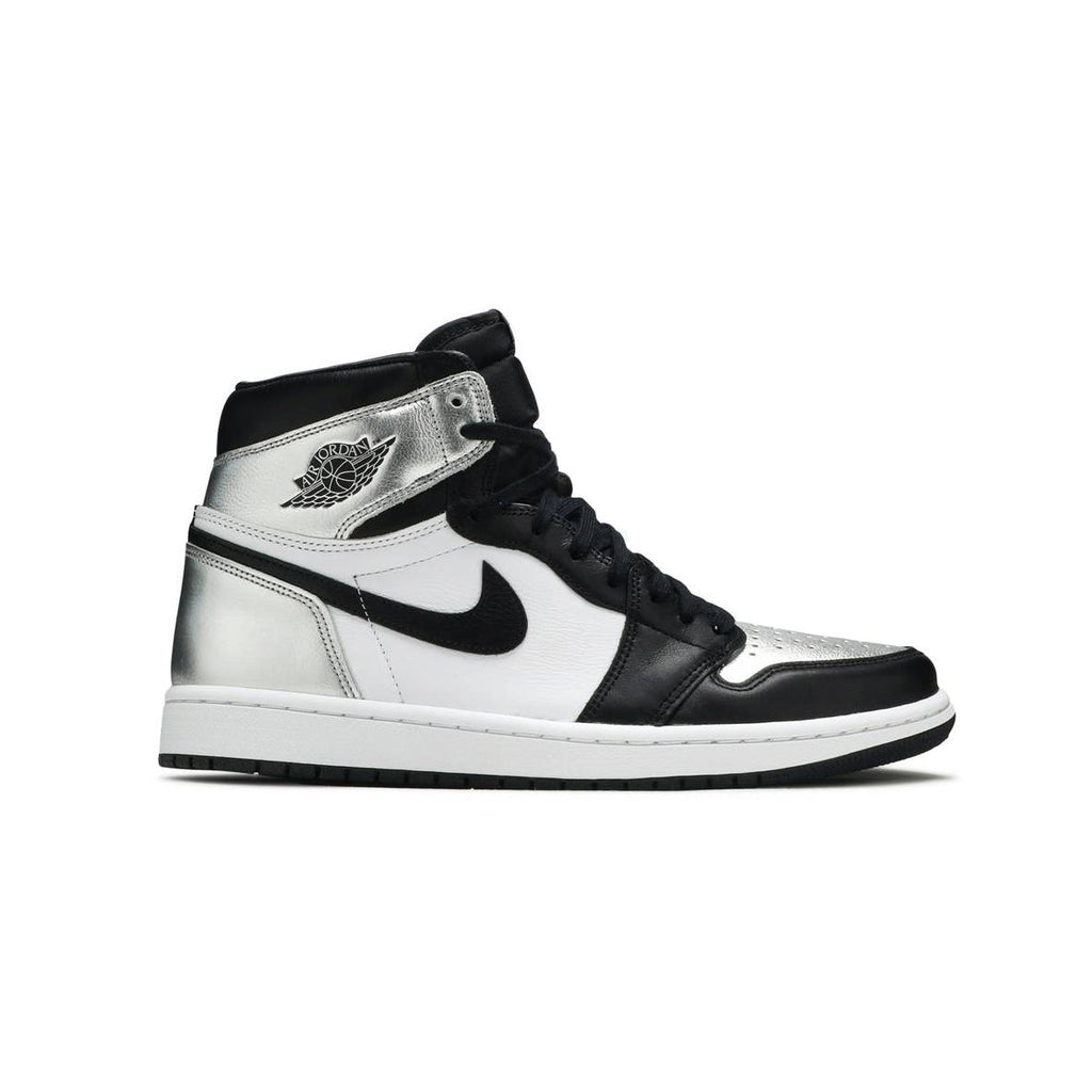 Nike Air Jordan 1 High Silber Toe Silber und Schwarz in Leder