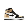 Nike Air Jordan 1 High Gold Toe Gold Schwarz und Weiß in Leder