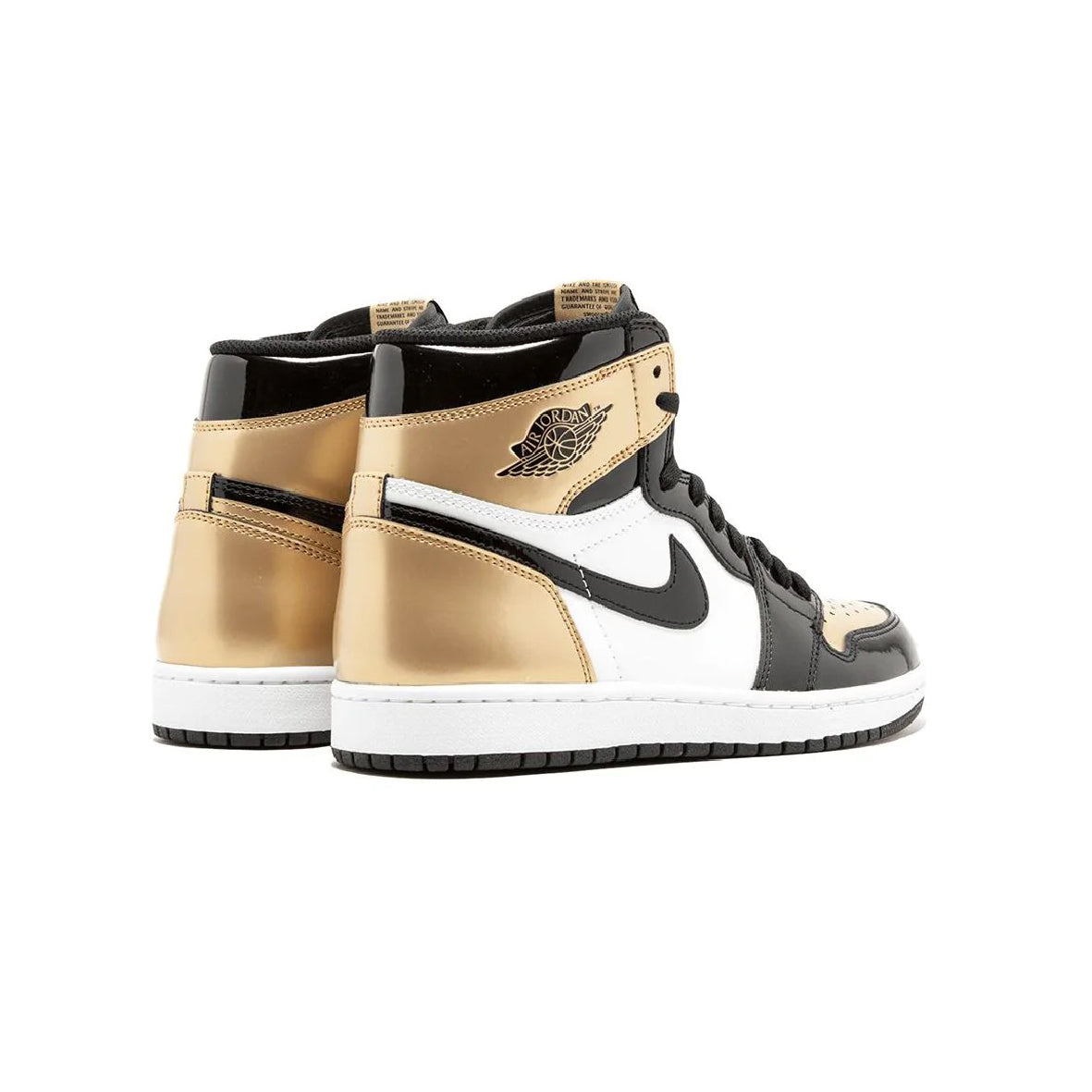 Nike Air Jordan 1 High Gold Toe Gold Schwarz und Weiß in Leder