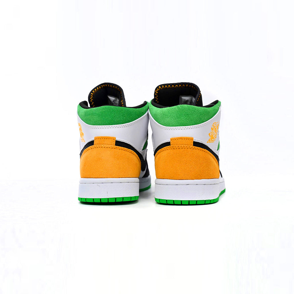 Nike Air Jordan 1 Mid Weiß Schwarz Orange Grün Oakland Retro