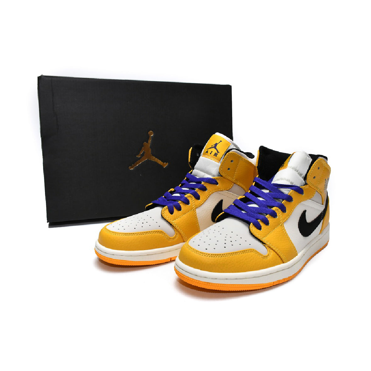 Nike Air Jordan 1 Mid SE Gelb Violett Lakers Retro