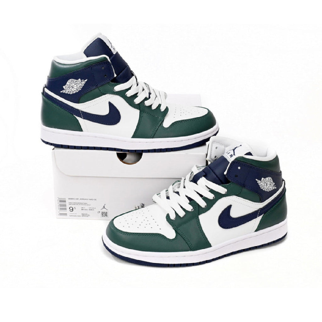 Nike Air Jordan 1 Mid Grün Noble Weiß Blau Retro
