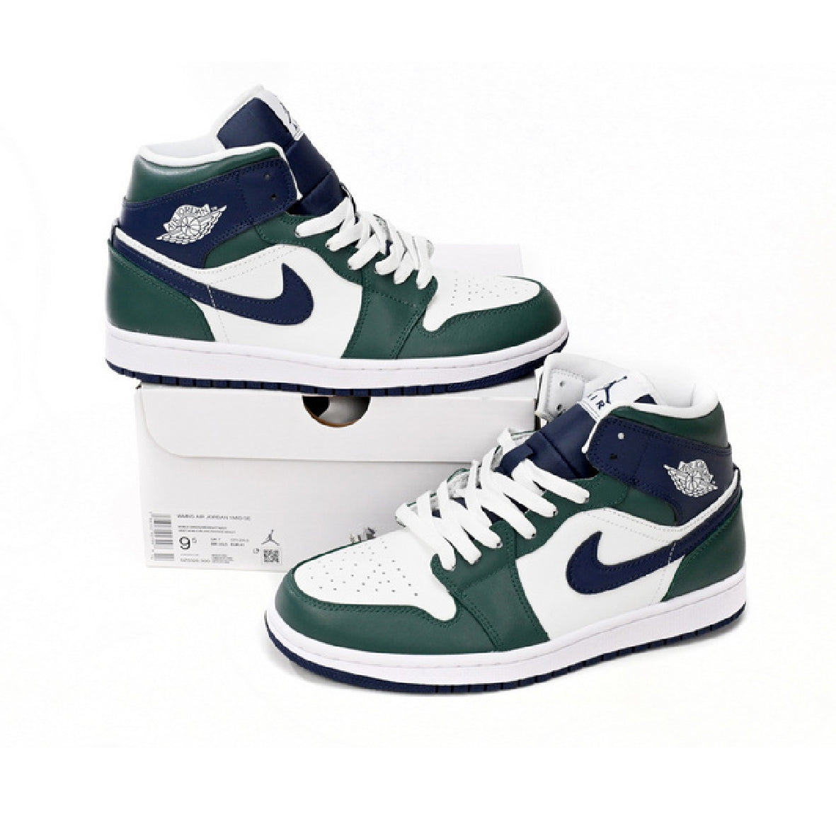 Nike Air Jordan 1 Mid Grün Noble Weiß Blau Retro