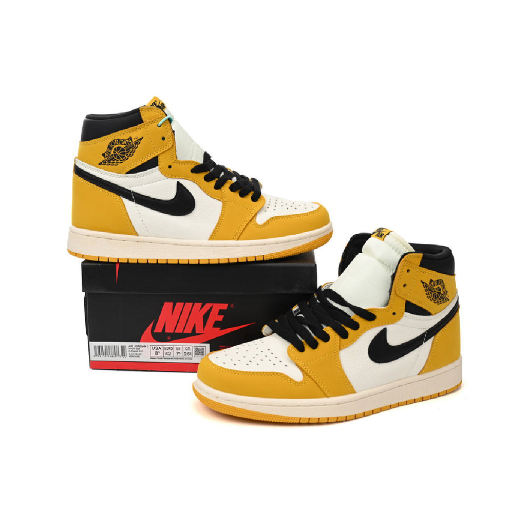 Nike Air Jordan 1 Hoch Gelb Ocra Leder Premium