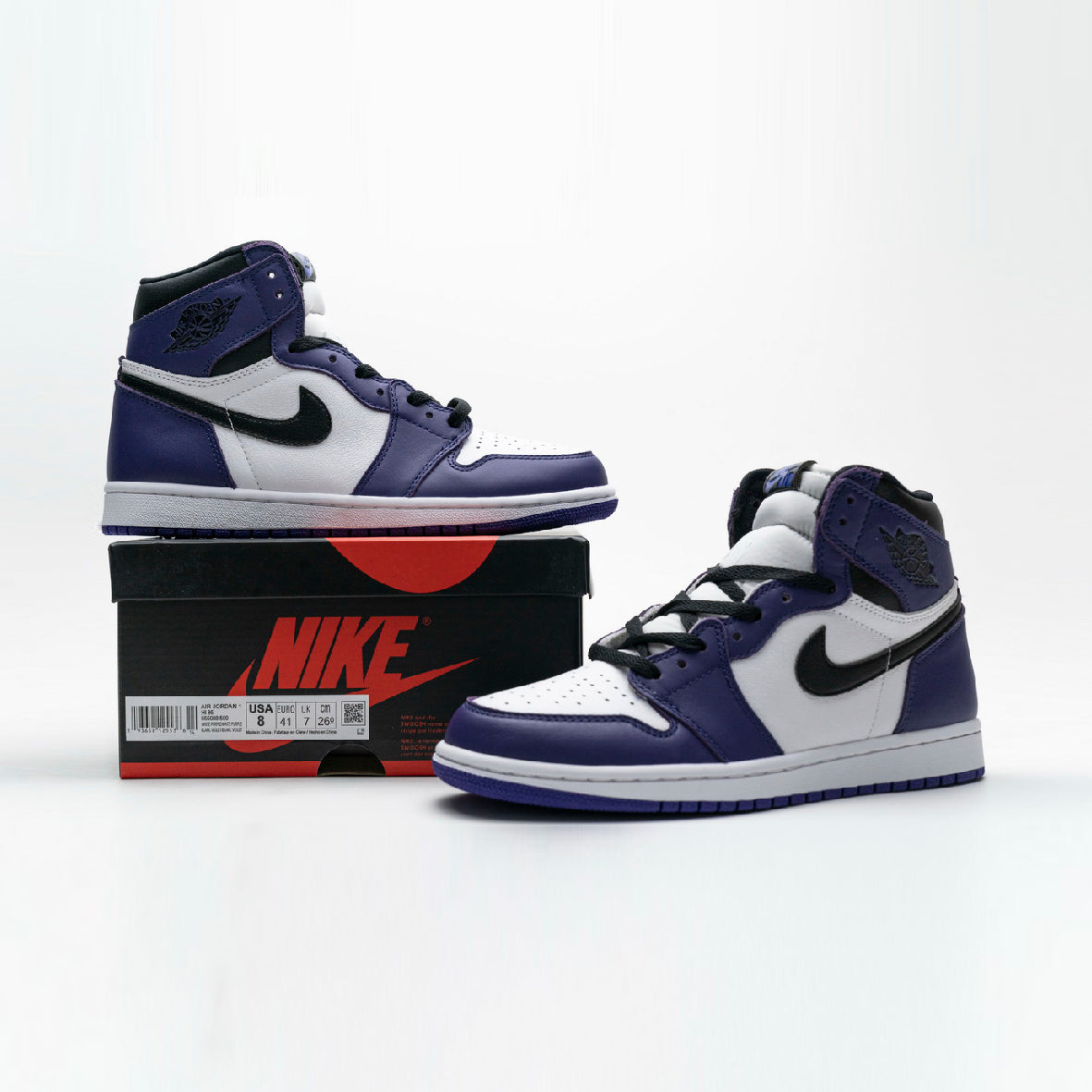 Nike Air Jordan 1 High Retro Violett Court und Weiß in Leder