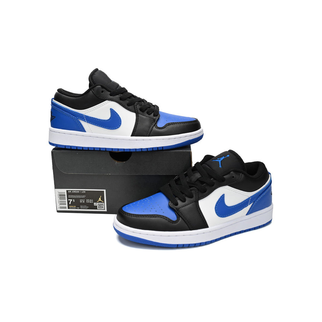 Nike Air Jordan 1 Low Schwarz Weiß Blau Royal Leder Premium