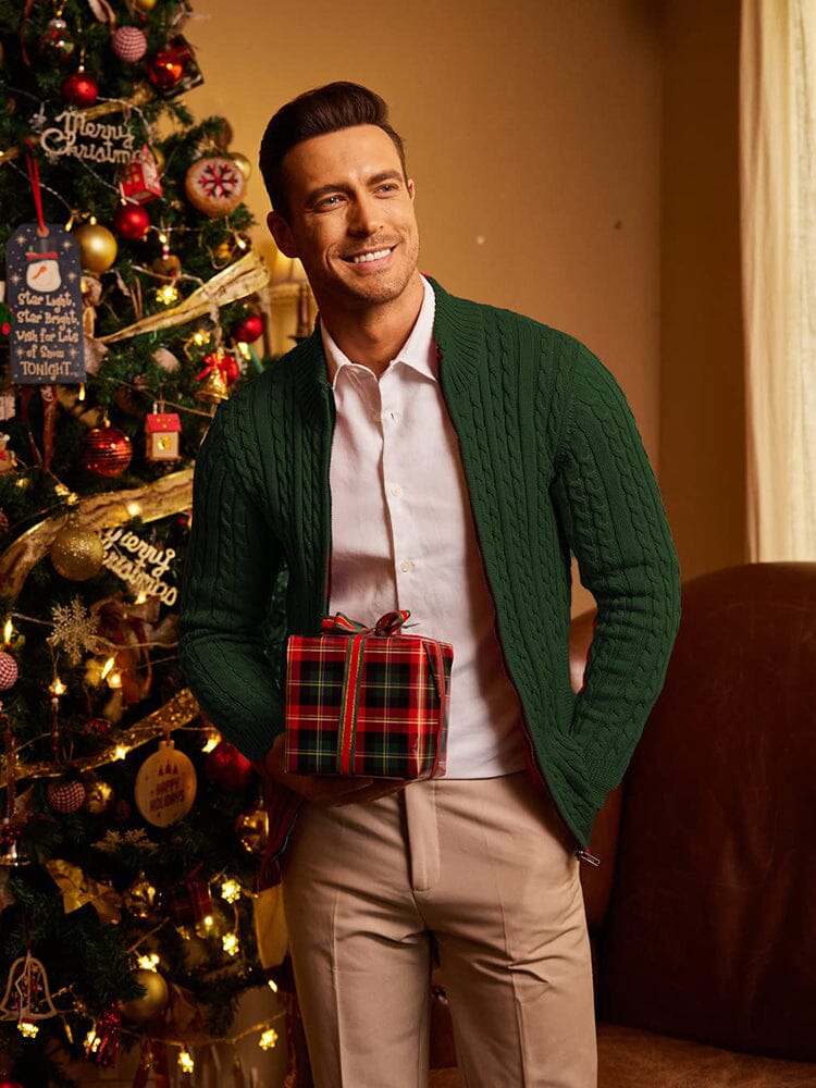 Cardigan Strick Zip Up Pullover with Pockets